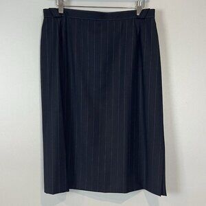 Escada Skirt Navy Stripe New Wool Career Wear Size Large (German 44)